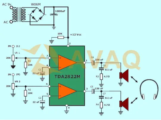 TDA2822M IC Circuit